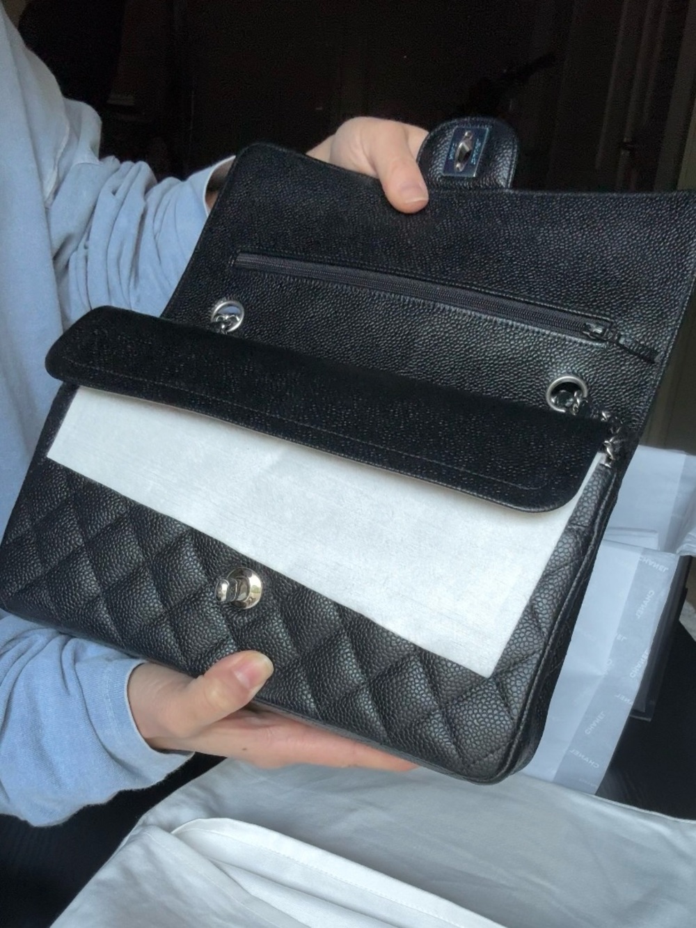 Flawless Iconic Chanel Medium Caviar Flap Bag
